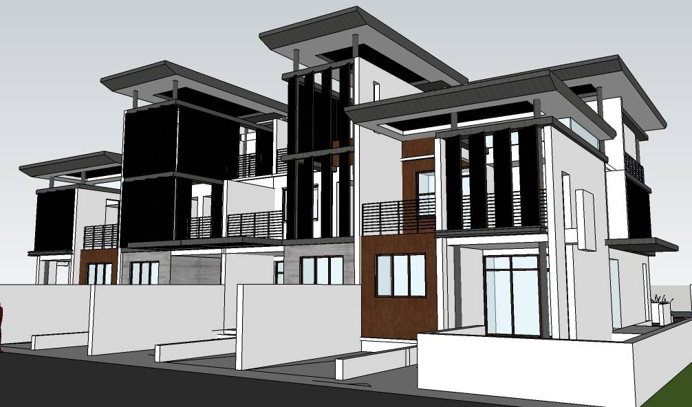 大联排别墅东南亚风格建筑模型