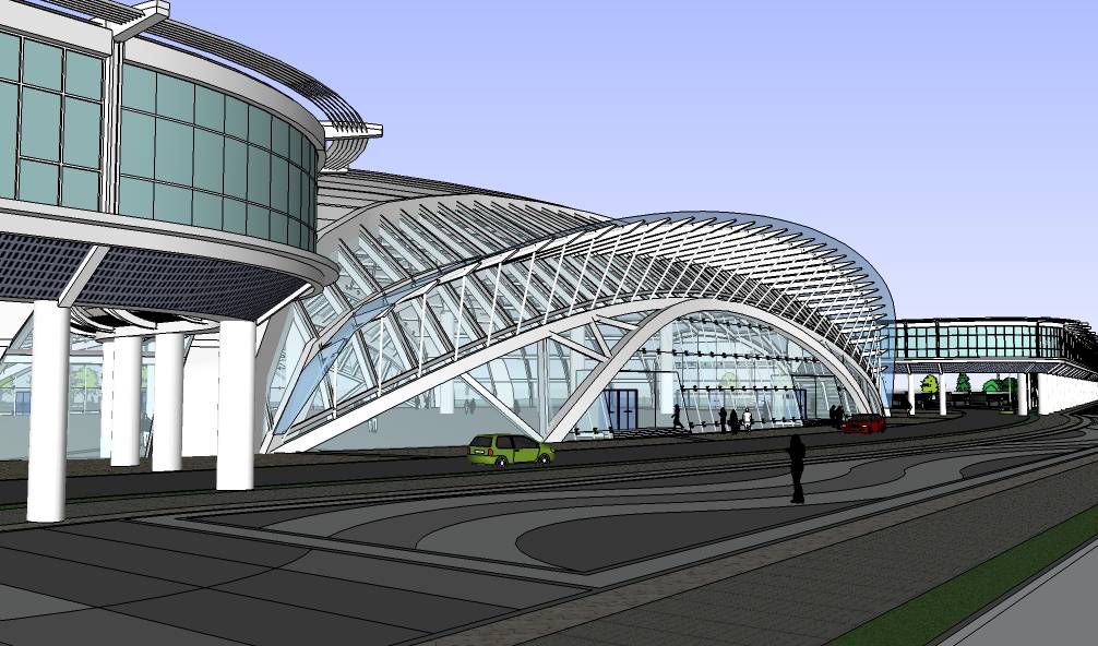 现代风格大型客运中心建筑模型