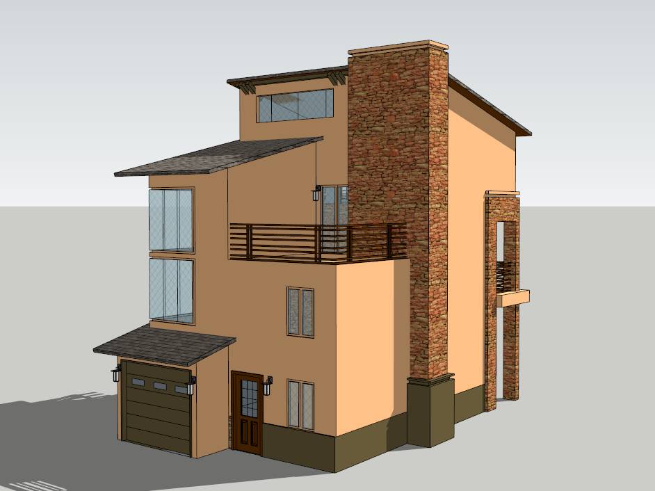 农村自建三层别墅SketchUp模型
