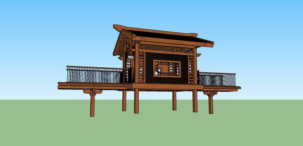 新中式景观亭：木亭（钢木结构）