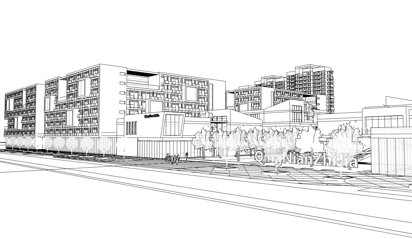 现代工业园办公楼建筑sketchup模型