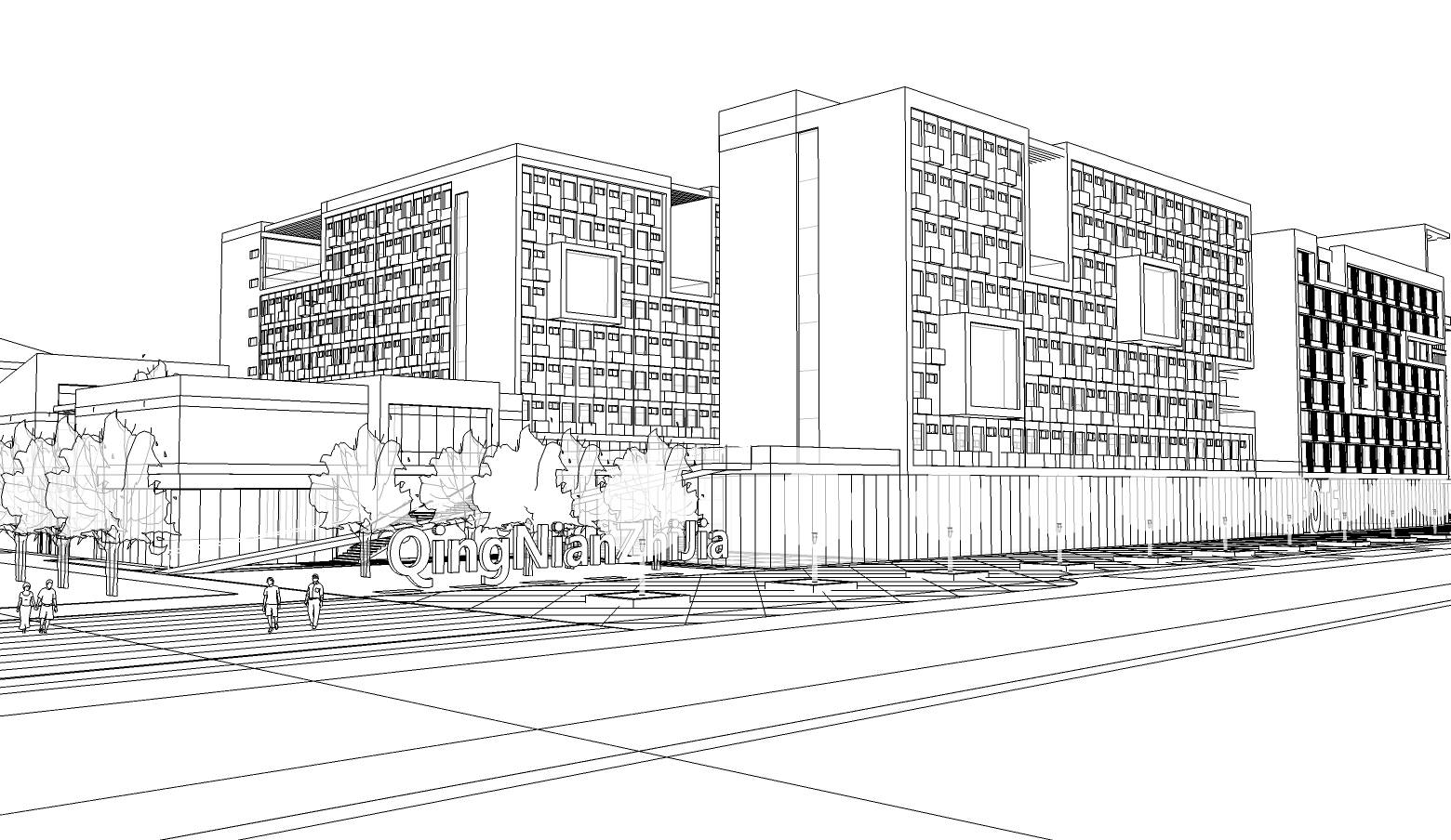 现代工业园办公楼建筑sketchup模型