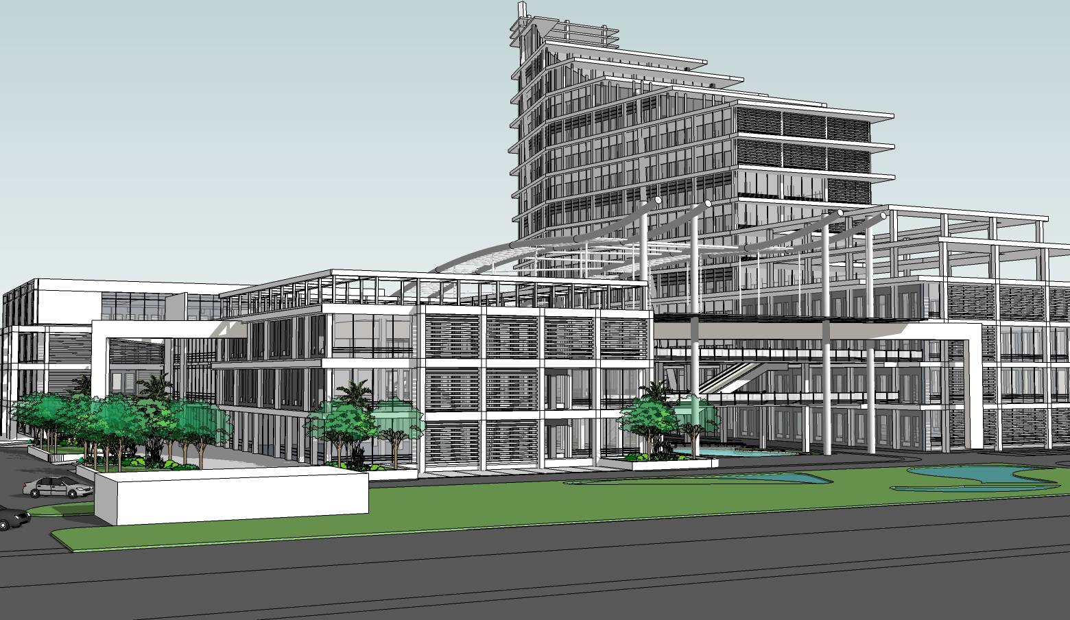 现代风格多层医院建筑sketchup模型设计方案
