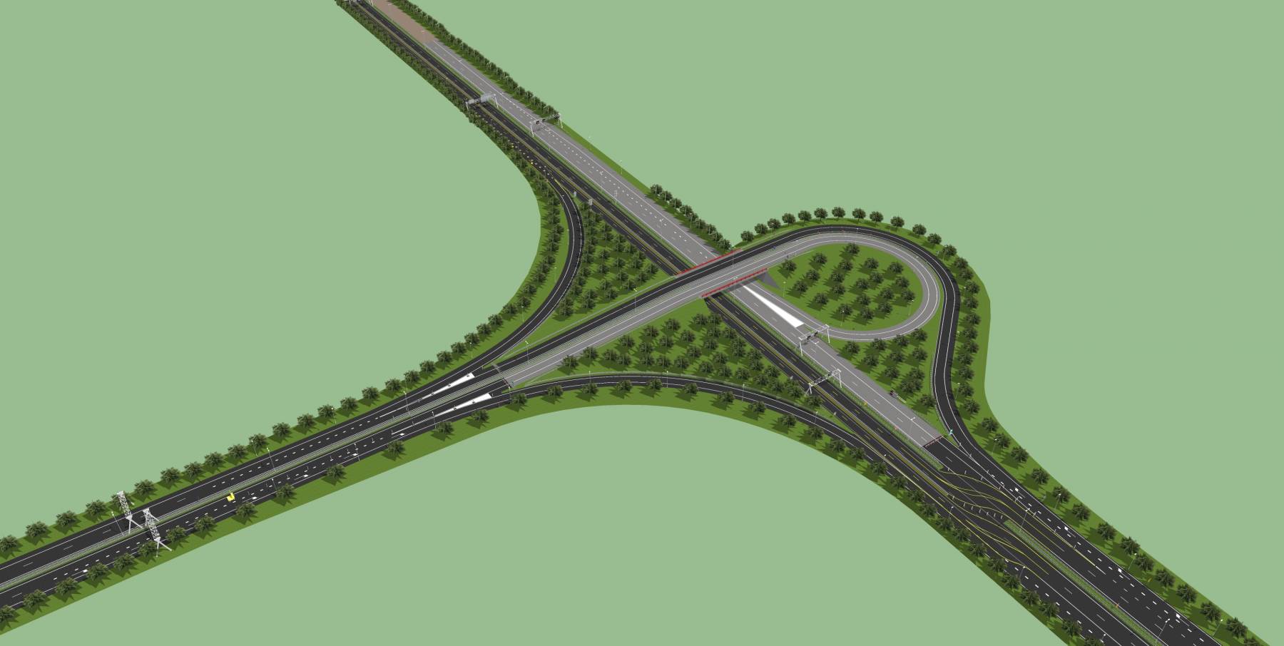 精美完整的高速公路含互通节点su全模