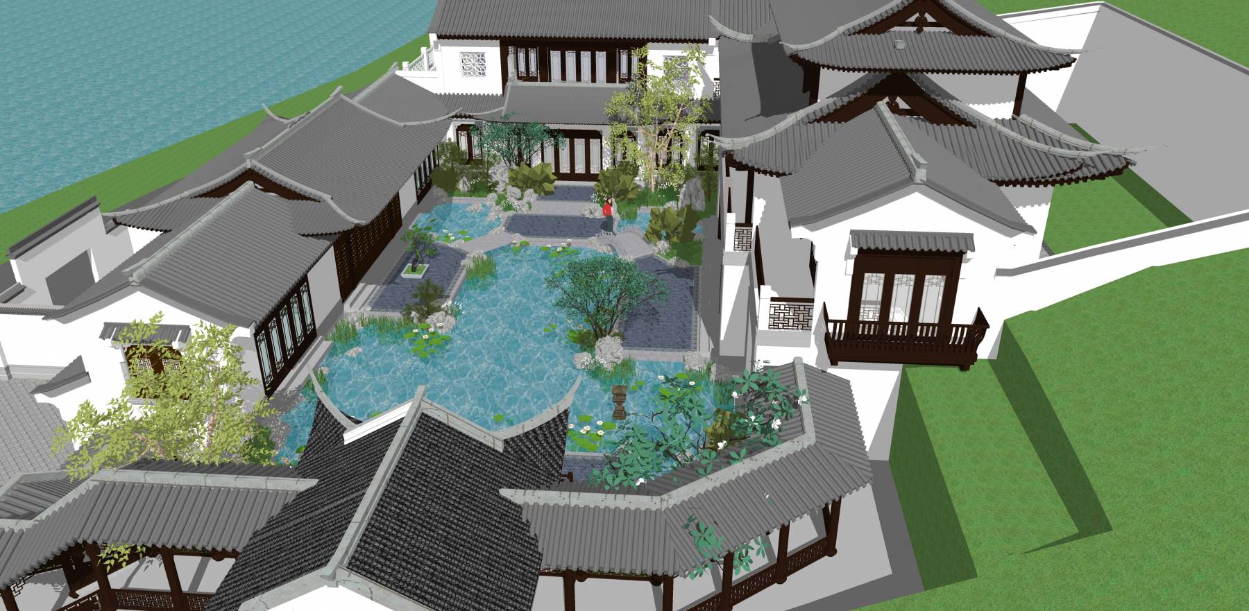 中式民居,川西风格别墅max模型,中式建筑,建筑模型,3d模型下载,3D模型网,maya模型免费下载,摩尔网