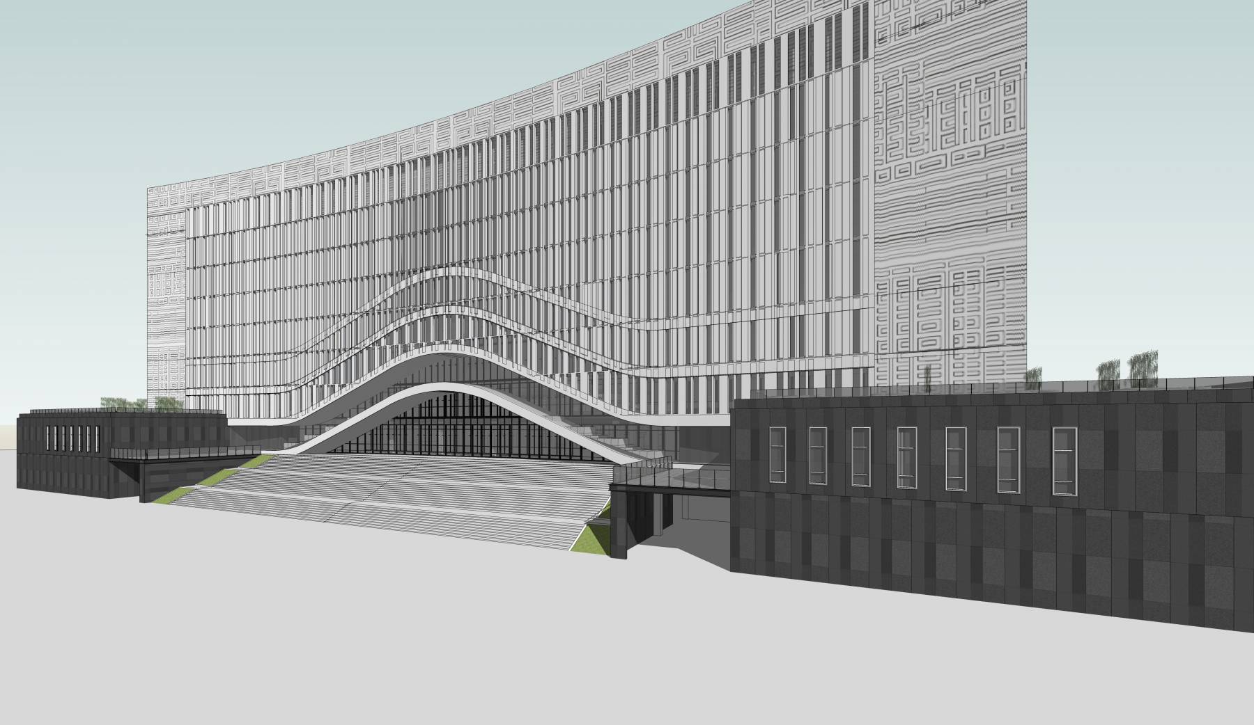 现代风格大学图书馆建筑sketchup模型