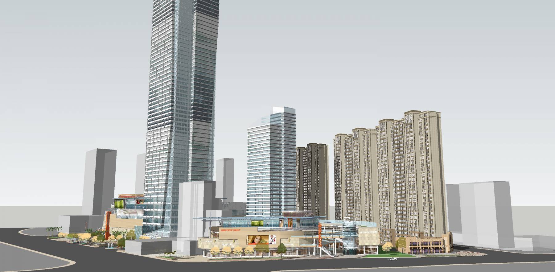 商业综合体+商住楼精细模型su高层