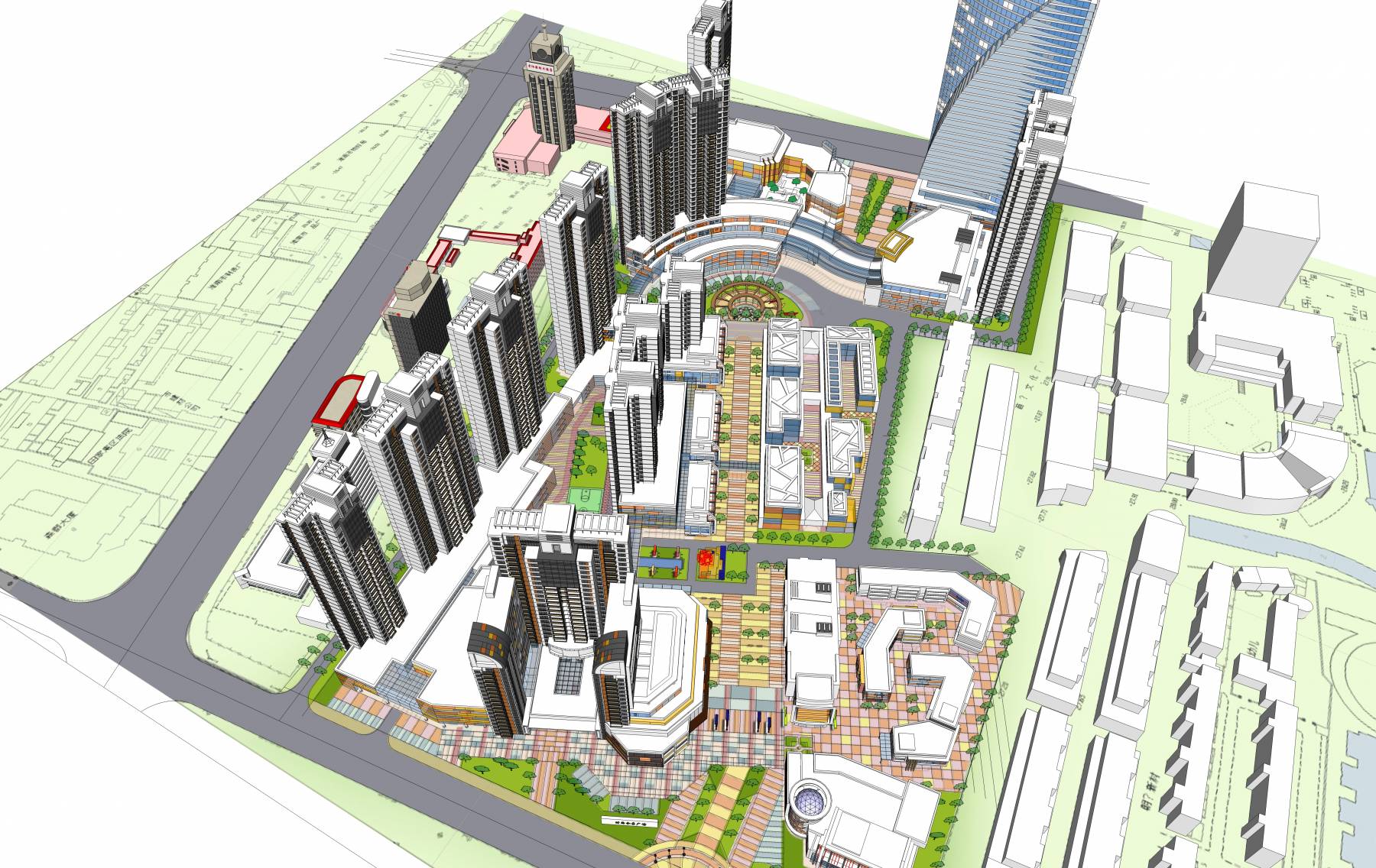 城市中心大型完整商业综合体商业设计（含CAD总图）