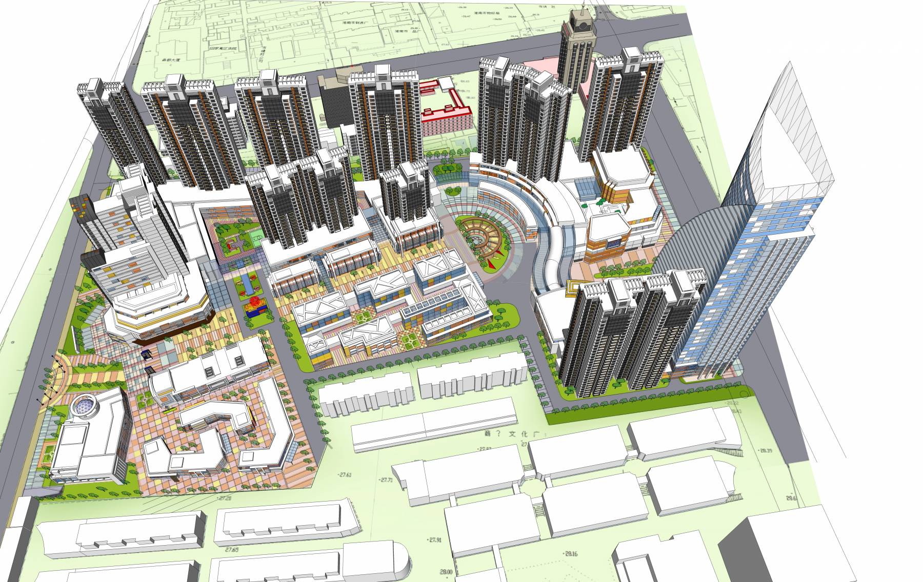 城市中心大型完整商业综合体商业设计（含CAD总图）
