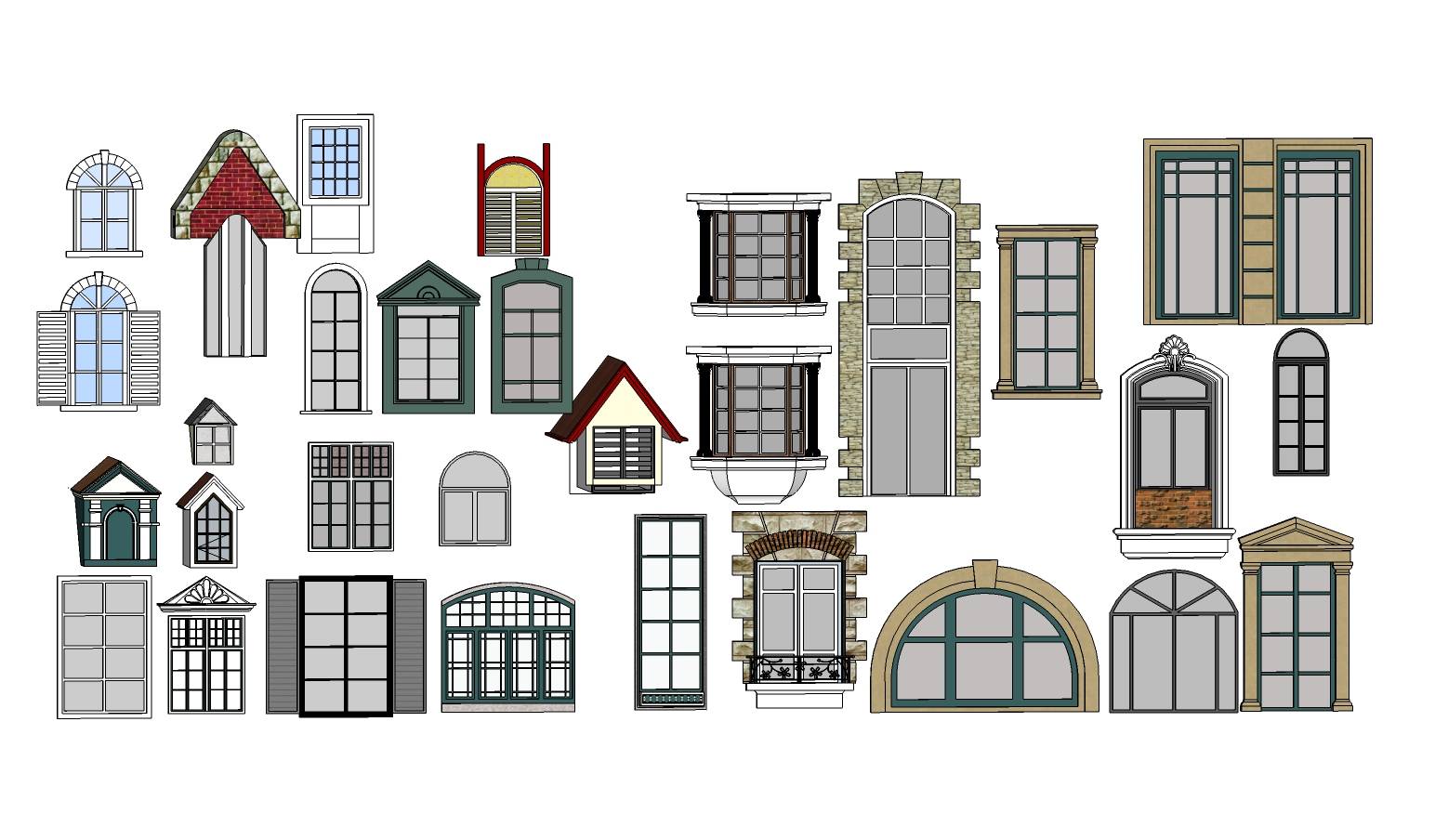 各式风格窗户sketchup模型组件