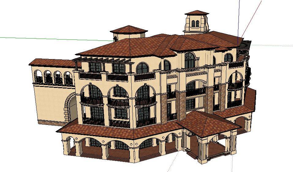 西班牙风格酒店模型