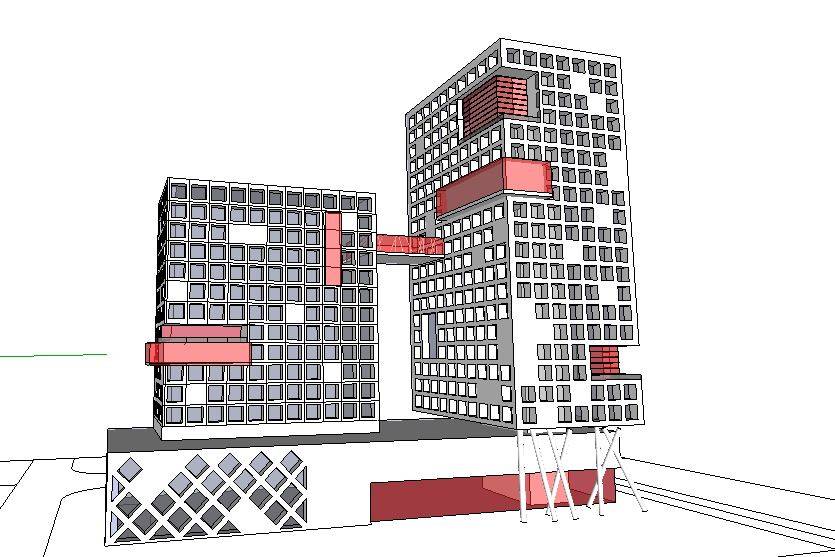 现代感概念风格办公酒店模型