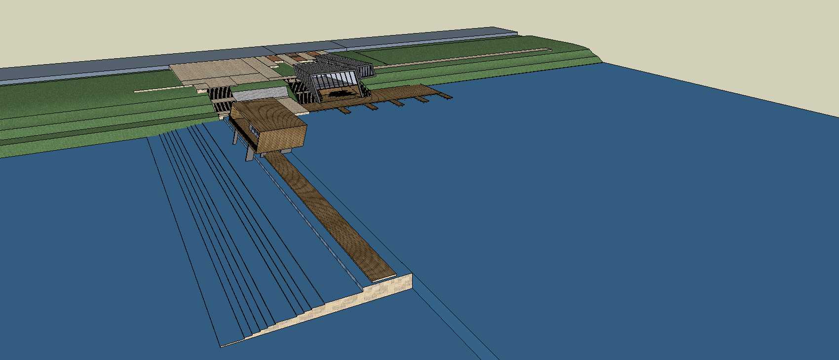 码头景观建筑模型