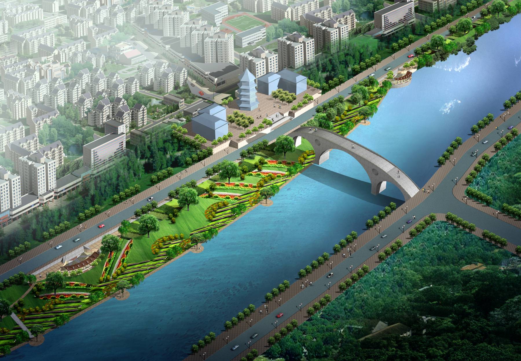 滨江---景观3dmax 模型下载-光辉城市