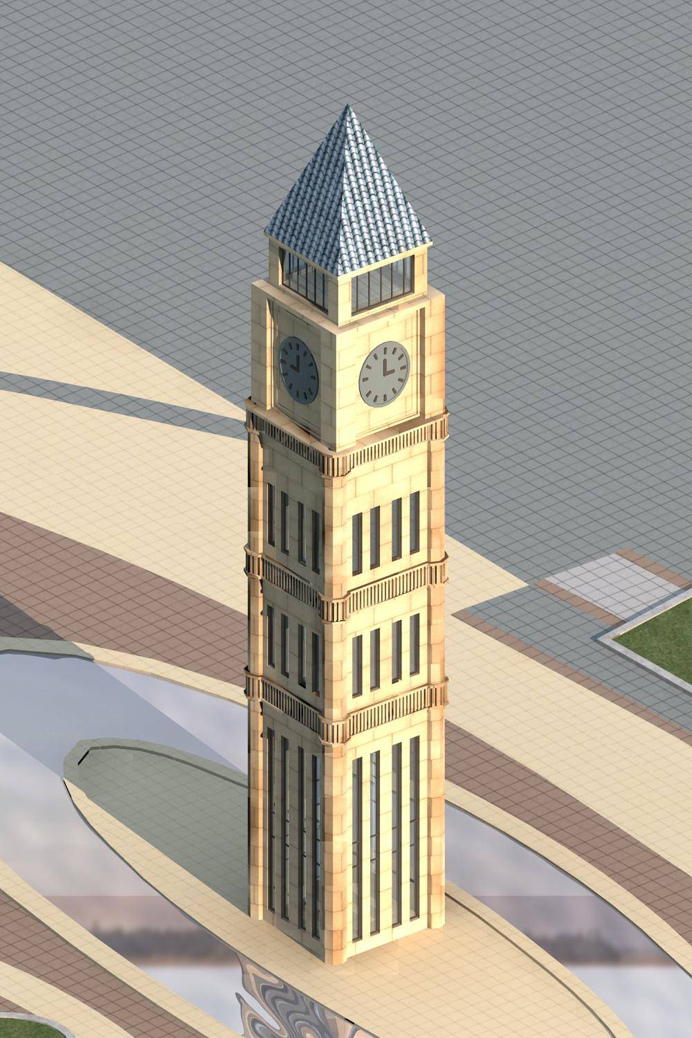 钟塔3dmax 模型下载-光辉城市