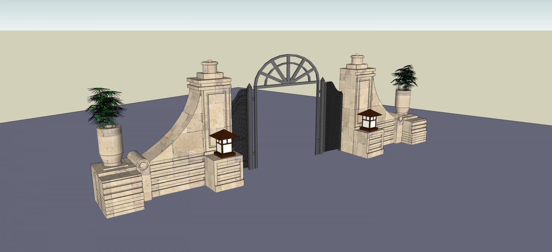 欧式风格入口su模型下载