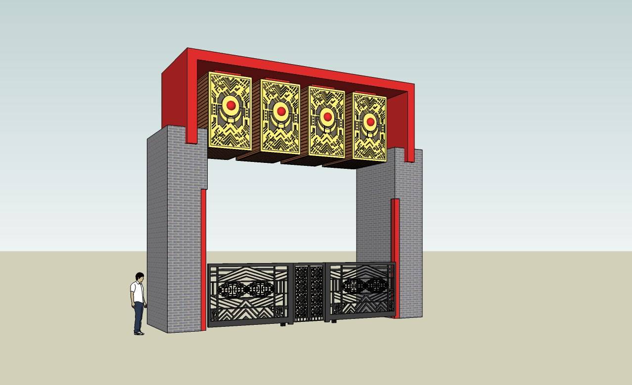 万科第五园大门su模型下载