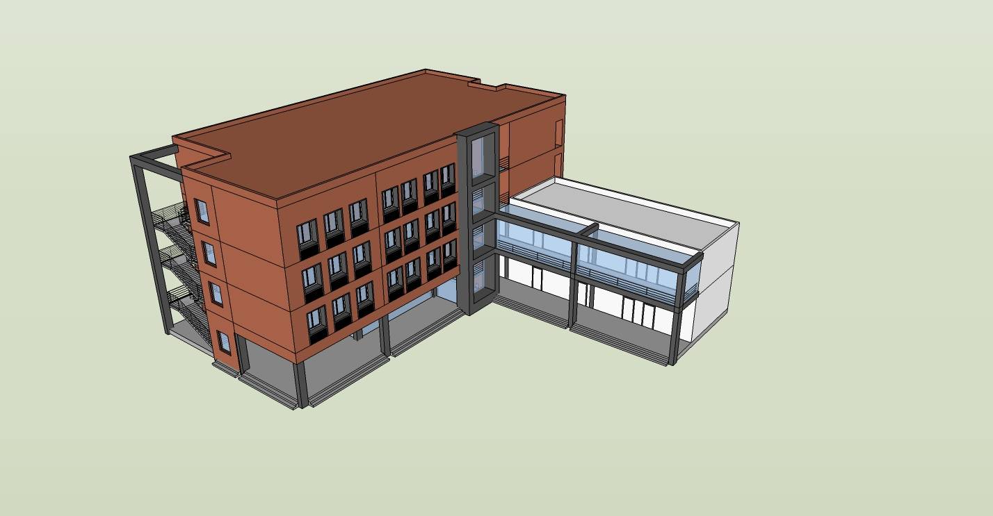 現代多層教學樓su模型下載