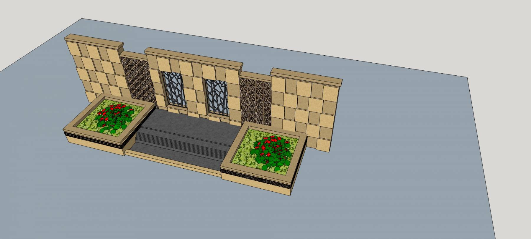 景墙su模型下载